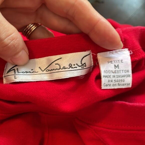 Vtg 80s Gloria Vanderbilt red cotton knit long sleeved top - Picture 8 of 9